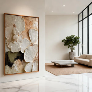 3D Textured Floral Art | Ivory Petals