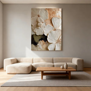 3D Textured Floral Art | Ivory Petals