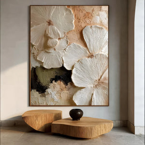 3D Textured Floral Art | Ivory Petals