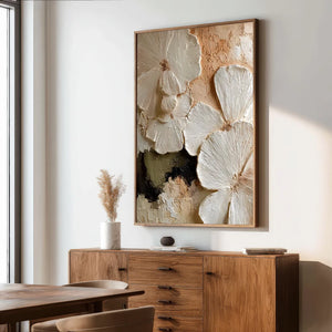 3D Textured Floral Art | Ivory Petals