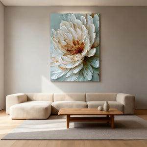 3D Textured Floral Art | Sage Ivory Bloom