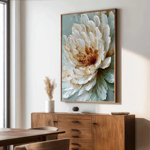 3D Textured Floral Art | Sage Ivory Bloom