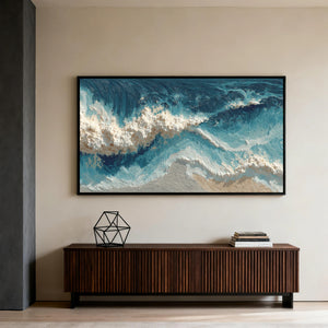 3D Textured Ocean Art | Blue Tides
