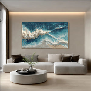3D Textured Ocean Art | Blue Tides