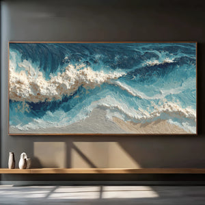 3D Textured Ocean Art | Blue Tides