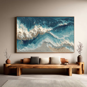 3D Textured Ocean Art | Blue Tides
