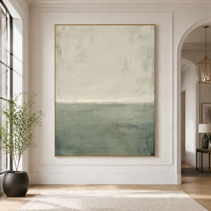 Quiet Sage Horizon | Minimalist Abstract Landscape Wall Art