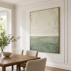 Quiet Sage Horizon | Minimalist Abstract Landscape Wall Art