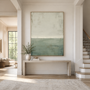Quiet Sage Horizon | Minimalist Abstract Landscape Wall Art