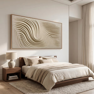 Minimal Thick‑Texture Abstract Art | Cream Vortex Flow