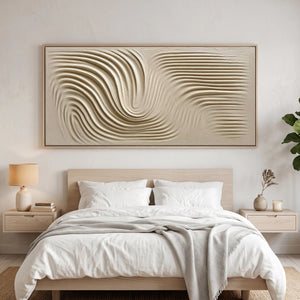 Minimal Thick‑Texture Abstract Art | Cream Vortex Flow