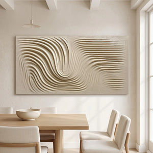 Minimal Thick‑Texture Abstract Art | Cream Vortex Flow