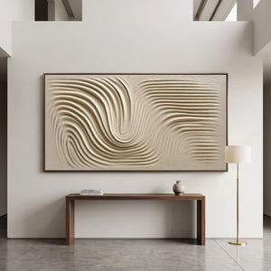 Minimal Thick‑Texture Abstract Art | Cream Vortex Flow