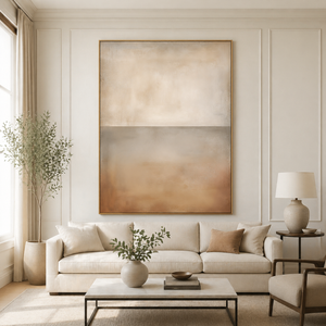 Warm Sand Horizon | Minimalist Abstract Landscape Wall Art