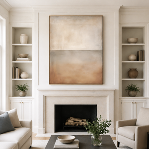 Warm Sand Horizon | Minimalist Abstract Landscape Wall Art