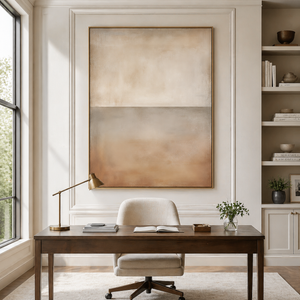 Warm Sand Horizon | Minimalist Abstract Landscape Wall Art