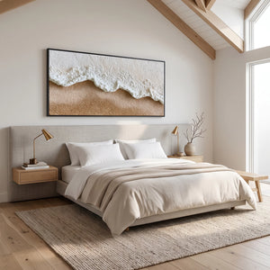 Warm‑Beige Drift Ripple | 3D Impasto Wall Art