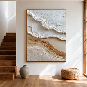 3D Textured Abstract Art | Curving Foamy Coast