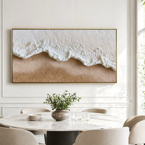 Warm‑Beige Drift Ripple | 3D Impasto Wall Art