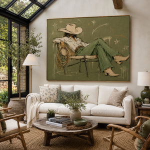 Relaxed Cowboy Figure | textured wall art