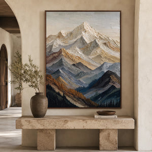 3D Textured Abstract Art | Alpine Forest Peaks