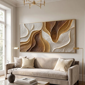 Amber Luminous Cadence | 3D Textured Wall Art