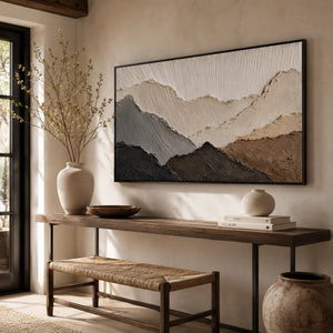 3D Textured Abstract Art | Monochrome Mountain Strata
