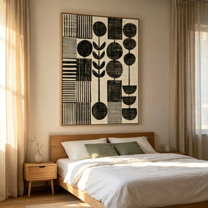 Botanical Shapes and Bold Stripes | Textured Geometric Wall Art
