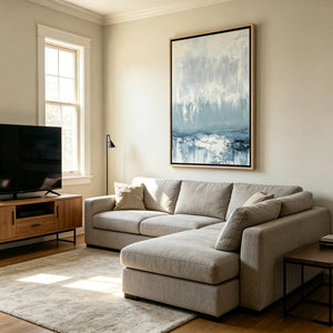 Misty Blue Horizon | Abstract Coastal Wall Art