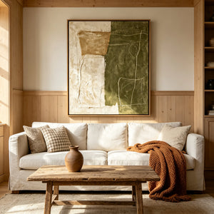 Olive and Ochre Composition | Textured Abstract Wall Art
