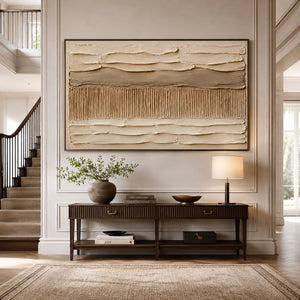 Layered Textured Stripes | beige brown neutral wall hanging