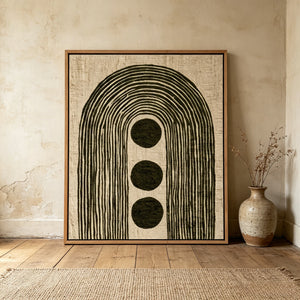 Nested Arches and Three Circles | Textured Geometric Wall Art