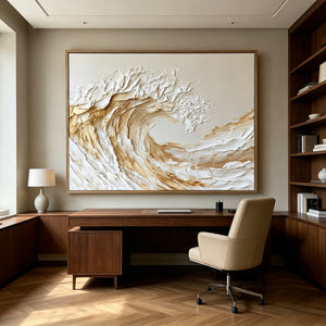 3D Textured Seascape Art | Golden Wave
