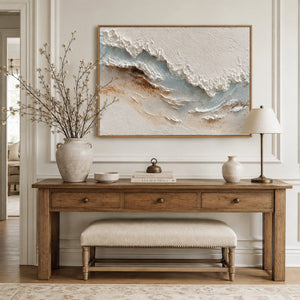 White Foamy Beach Waves | Thick Impasto Canvas Painting