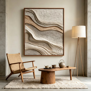 Flowing Sandstone Ridges | Textured Neutral Abstract Wall Art