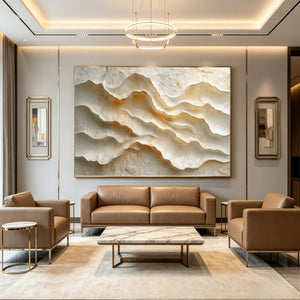 3D Textured Art | Ivory Mountain Waves