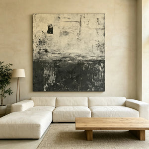 Charcoal and Ivory Horizon | Textured Abstract Wall Art