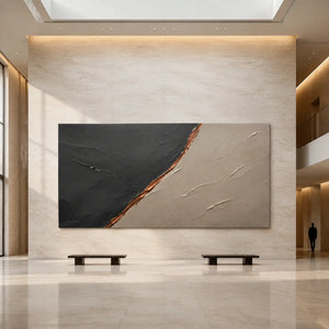 Copper Slant Gap | Monochrome Neutral Textured Abstract Wall Piece