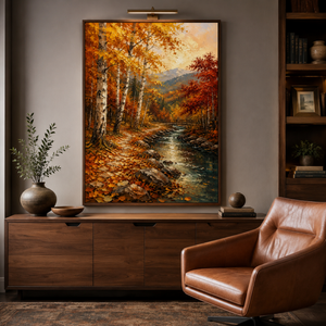 Golden Autumn Forest Landscape | Textured Nature Wall Art
