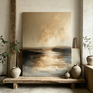 Stratified Mist | Wabi‑Sabi Thick Impasto Seascape