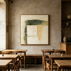 Moss & Ochre Block | Wabi Sabi Impasto Textured Art