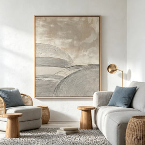 Rolling Dunes in Neutral Tones | Textured Abstract Landscape Wall Art