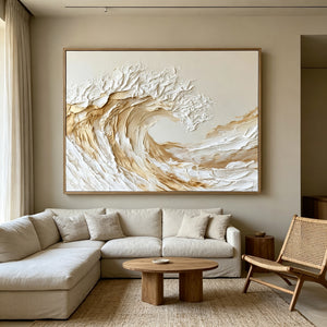 3D Textured Seascape Art | Golden Wave