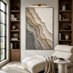 Ash Layered Waves｜neutral textured wall art