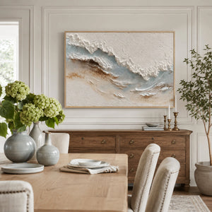 White Foamy Beach Waves | Thick Impasto Canvas Painting