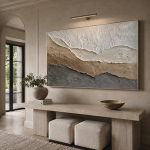 3D Textured Abstract Art | Taupe Mountain Waves