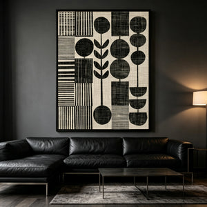 Botanical Shapes and Bold Stripes | Textured Geometric Wall Art