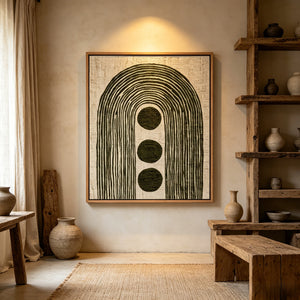 Nested Arches and Three Circles | Textured Geometric Wall Art