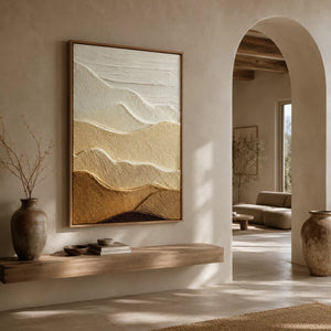3D Textured Abstract Art | Neutral Mountain Range