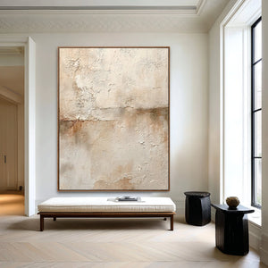 Thick Texture Neutral Abstract Painting | Pale Horizon
